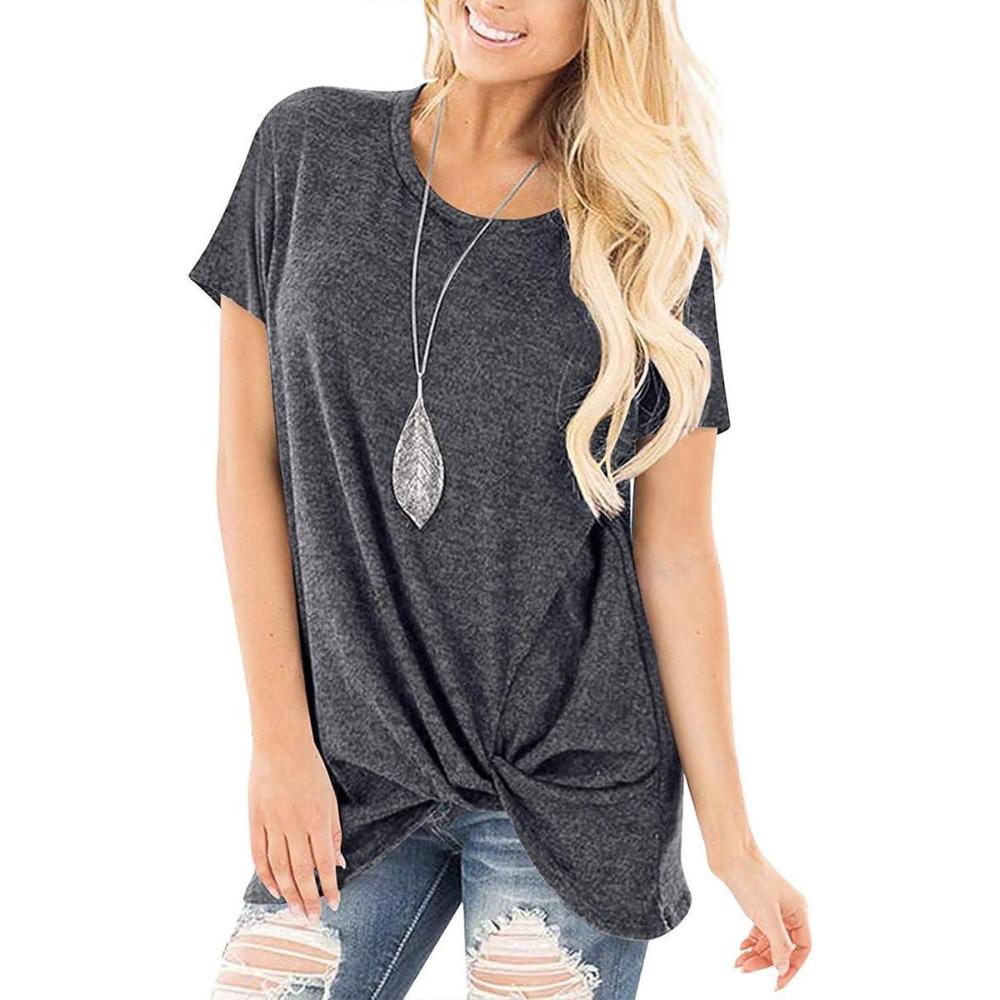 imageSAMPEEL Womens Casual Shirts Twist Knot Tunics Tops008 Darkgrey