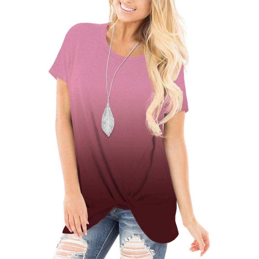 imageSAMPEEL Womens Casual Shirts Twist Knot Tunics Tops023 Ombre Wine