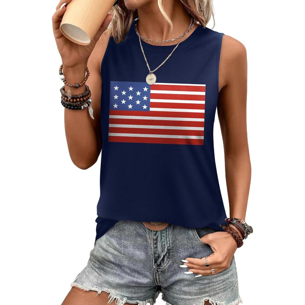 imageSAMPEEL Womens Tank Tops Eyelet Loose Casual Summer Tops Crew Neck Basic Sleeveless Shirts Trendy 2025Printflag