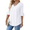 imageSAMPEEL 34 Length Sleeves Womens Tops Blouses for Women Dressy Casual Tops Trendy Summer Shirts Spring Clothes 2025All White