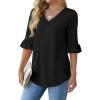 imageSAMPEEL 34 Length Sleeves Womens Tops Blouses for Women Dressy Casual Tops Trendy Summer Shirts Spring Clothes 2025Black