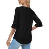 imageSAMPEEL 34 Length Sleeves Womens Tops Blouses for Women Dressy Casual Tops Trendy Summer Shirts Spring Clothes 2025Black