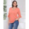 imageSAMPEEL 34 Length Sleeves Womens Tops Blouses for Women Dressy Casual Tops Trendy Summer Shirts Spring Clothes 2025Coral Pink