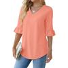 imageSAMPEEL 34 Length Sleeves Womens Tops Blouses for Women Dressy Casual Tops Trendy Summer Shirts Spring Clothes 2025Coral Pink