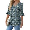 imageSAMPEEL 34 Length Sleeves Womens Tops Blouses for Women Dressy Casual Tops Trendy Summer Shirts Spring Clothes 2025Floral Blue