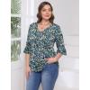 imageSAMPEEL 34 Length Sleeves Womens Tops Blouses for Women Dressy Casual Tops Trendy Summer Shirts Spring Clothes 2025Floral Blue