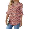 imageSAMPEEL 34 Length Sleeves Womens Tops Blouses for Women Dressy Casual Tops Trendy Summer Shirts Spring Clothes 2025Floral Bohemia