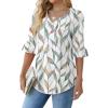 imageSAMPEEL 34 Length Sleeves Womens Tops Blouses for Women Dressy Casual Tops Trendy Summer Shirts Spring Clothes 2025Floral Leaves