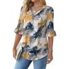 imageSAMPEEL 34 Length Sleeves Womens Tops Blouses for Women Dressy Casual Tops Trendy Summer Shirts Spring Clothes 2025Floral Painting
