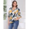 imageSAMPEEL 34 Length Sleeves Womens Tops Blouses for Women Dressy Casual Tops Trendy Summer Shirts Spring Clothes 2025Floral Painting