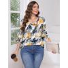 imageSAMPEEL 34 Length Sleeves Womens Tops Blouses for Women Dressy Casual Tops Trendy Summer Shirts Spring Clothes 2025Floral Painting