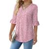 imageSAMPEEL 34 Length Sleeves Womens Tops Blouses for Women Dressy Casual Tops Trendy Summer Shirts Spring Clothes 2025Floral Pink Dot