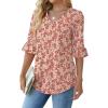 imageSAMPEEL 34 Length Sleeves Womens Tops Blouses for Women Dressy Casual Tops Trendy Summer Shirts Spring Clothes 2025Floral Red