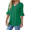 imageSAMPEEL 34 Length Sleeves Womens Tops Blouses for Women Dressy Casual Tops Trendy Summer Shirts Spring Clothes 2025Green