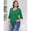 imageSAMPEEL 34 Length Sleeves Womens Tops Blouses for Women Dressy Casual Tops Trendy Summer Shirts Spring Clothes 2025Green