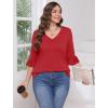 imageSAMPEEL 34 Length Sleeves Womens Tops Blouses for Women Dressy Casual Tops Trendy Summer Shirts Spring Clothes 2025Red