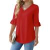 imageSAMPEEL 34 Length Sleeves Womens Tops Blouses for Women Dressy Casual Tops Trendy Summer Shirts Spring Clothes 2025Red