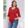 imageSAMPEEL 34 Length Sleeves Womens Tops Blouses for Women Dressy Casual Tops Trendy Summer Shirts Spring Clothes 2025Red