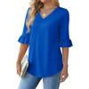 imageSAMPEEL 34 Length Sleeves Womens Tops Blouses for Women Dressy Casual Tops Trendy Summer Shirts Spring Clothes 2025Royal Blue