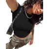 imageSAMPEEL Crop Tops for Women Summer Trendy Tight Tshirts 2024 Slim FitBlack