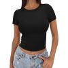 imageSAMPEEL Crop Tops for Women Summer Trendy Tight Tshirts 2024 Slim FitBlack