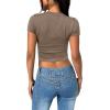 imageSAMPEEL Crop Tops for Women Summer Trendy Tight Tshirts 2024 Slim FitBrown
