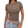 imageSAMPEEL Crop Tops for Women Summer Trendy Tight Tshirts 2024 Slim FitBrown
