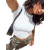 imageSAMPEEL Crop Tops for Women Summer Trendy Tight Tshirts 2024 Slim FitClassical White