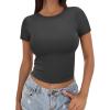 imageSAMPEEL Crop Tops for Women Summer Trendy Tight Tshirts 2024 Slim FitDark Grey