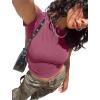 imageSAMPEEL Crop Tops for Women Summer Trendy Tight Tshirts 2024 Slim FitFuchsia