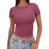 imageSAMPEEL Crop Tops for Women Summer Trendy Tight Tshirts 2024 Slim FitFuchsia