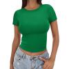 imageSAMPEEL Crop Tops for Women Summer Trendy Tight Tshirts 2024 Slim FitGreen