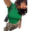 imageSAMPEEL Crop Tops for Women Summer Trendy Tight Tshirts 2024 Slim FitGreen