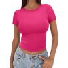 imageSAMPEEL Crop Tops for Women Summer Trendy Tight Tshirts 2024 Slim FitHot Pink