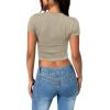 imageSAMPEEL Crop Tops for Women Summer Trendy Tight Tshirts 2024 Slim FitKhaki Coffee