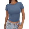 imageSAMPEEL Crop Tops for Women Summer Trendy Tight Tshirts 2024 Slim FitKyanite