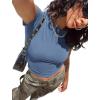 imageSAMPEEL Crop Tops for Women Summer Trendy Tight Tshirts 2024 Slim FitKyanite