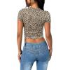 imageSAMPEEL Crop Tops for Women Summer Trendy Tight Tshirts 2024 Slim FitLeopard Print