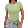 imageSAMPEEL Crop Tops for Women Summer Trendy Tight Tshirts 2024 Slim FitLight Green