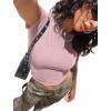 imageSAMPEEL Crop Tops for Women Summer Trendy Tight Tshirts 2024 Slim FitMauve