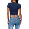 imageSAMPEEL Crop Tops for Women Summer Trendy Tight Tshirts 2024 Slim FitNavy Blue