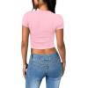 imageSAMPEEL Crop Tops for Women Summer Trendy Tight Tshirts 2024 Slim FitPink