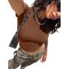 imageSAMPEEL Crop Tops for Women Summer Trendy Tight Tshirts 2024 Slim FitTan Brown