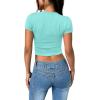 imageSAMPEEL Crop Tops for Women Summer Trendy Tight Tshirts 2024 Slim FitWhite Auqa Blue