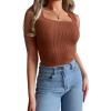 imageSAMPEEL Ribbed Tank Tops for Women Square Neck Summer Sleeveless TopsBrown