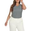 imageSAMPEEL Ribbed Tank top for Women Trendy Crewneck Sleeveless TopsGray