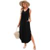 imageSAMPEEL Summer Dresses Maxi Dress Vacation Beach Sundresses 2025 with PocketsBlack