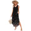 imageSAMPEEL Summer Dresses Maxi Dress Vacation Beach Sundresses 2025 with PocketsFloral Black