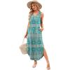imageSAMPEEL Summer Dresses Maxi Dress Vacation Beach Sundresses 2025 with PocketsFloral Blue