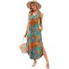 imageSAMPEEL Summer Dresses Maxi Dress Vacation Beach Sundresses 2025 with PocketsFloral Blue Orange